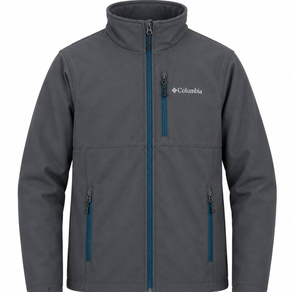 Columbia Men's Size Small Ascender Softshell Jacket Gray with Teal Zippers